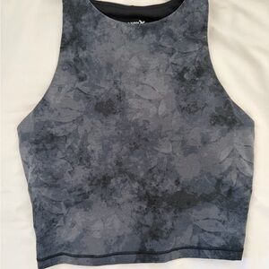 Old Navy Black and Gray Patterned Crop Top - Built in sports bra - XS